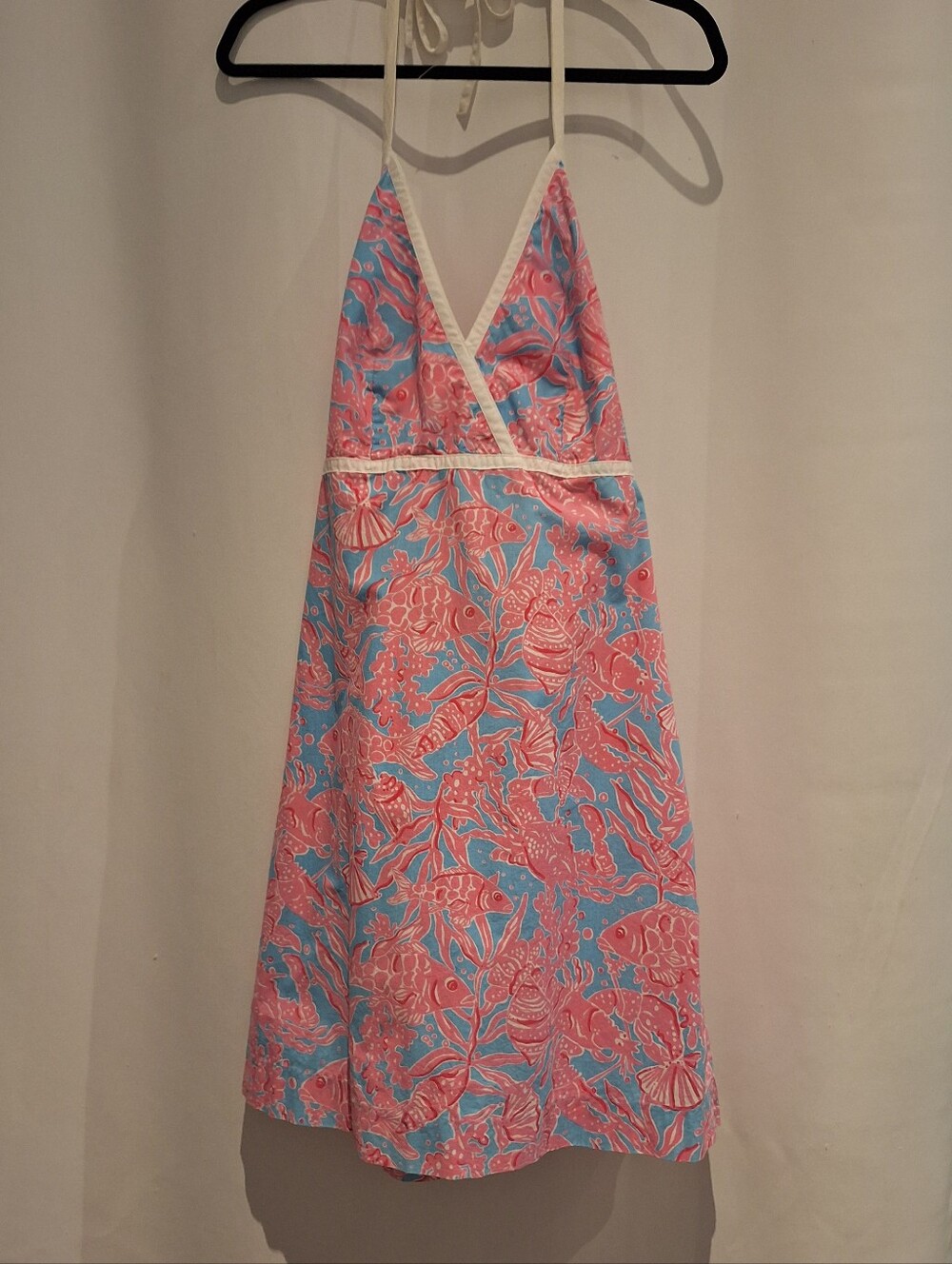 Lilly Pulitzer Britt Making A Scene Pink & Blue Halter Sea Life Sundress